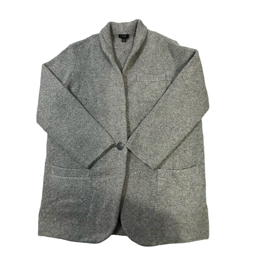 J. Crew Cocoon Sweater Blazer Relaxed Wool Alpaca Blend Preppy Grey Size Small